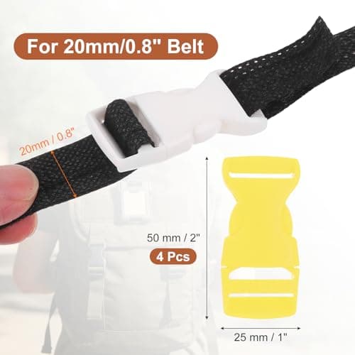 PATIKIL 4pcs Quick Side Release Buckle 0.8"Plastic Belt Clip Mustard Yellow — view 2