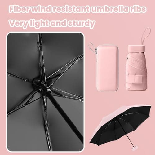 Mini Compact Travel Umbrella - 6Ribbed Portable UV Protection Sun Umbrella - Small Handbag Size for Women — view 5