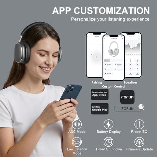 FOFUN NC95 Bluetooth Over Ear Headphones, Noise Cancelling with Smart Knob — view 6