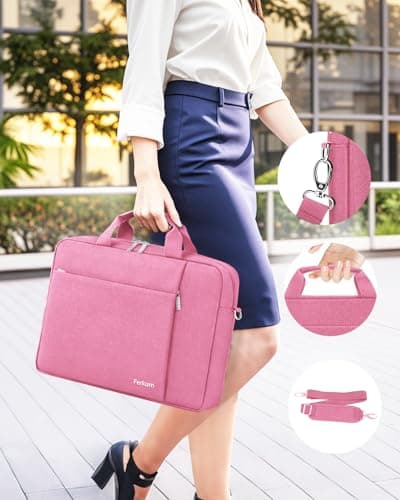 Ferkurn Laptop Bag Case for Women Men, Messenger Briefcase Computer Bag with Shoulder Compatible with Macbook Pro/Air, XPS Latitude, HP Pavilion, ASUS, Acer, Samsung, Pink, 15 15.6 16 Inch — view 5