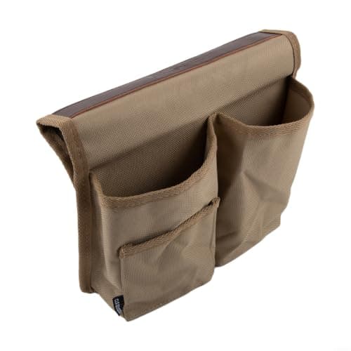 Portable Chair Side Pouch 600D Fabric Hanging Bag with Multiple Compartments for Walker Dorm Bed Outdoor Travel Khaki