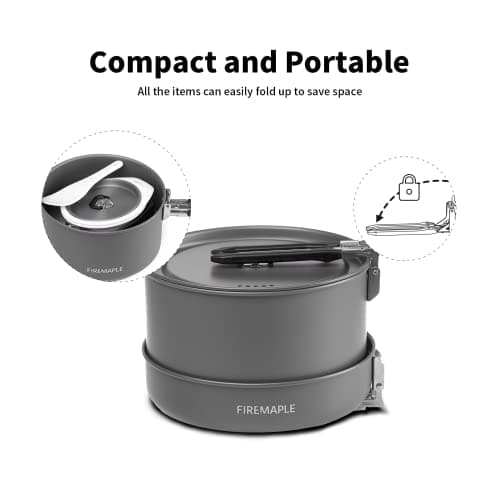 Fire-Maple Feast 4 Camping Cookware Set with Pot, Kettle and Pan,Black — view 4