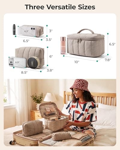 BAGSMART Travel Women's Makeup Bag, 3Pcs Cosmetics & Toiletries Organiser — view 2