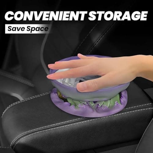 MDATT Bird In Purple Lavender Floral Flowers Car Trash Can Leak-Proof Organizer For Long Road Trips And Family Vacations — view 4
