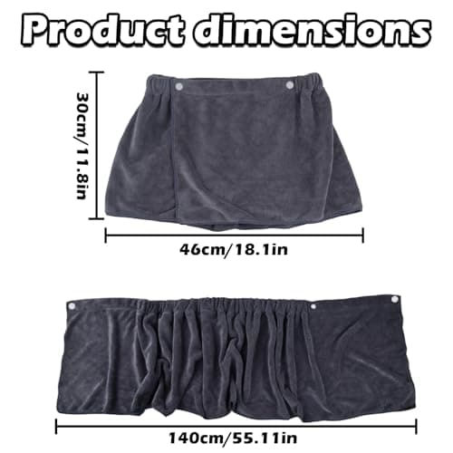YILANJIN Men's Adjustable Bath Skirt, Gray, Microfiber, One Size, Quick Dry, Modern Style, Beach Towel — view 2