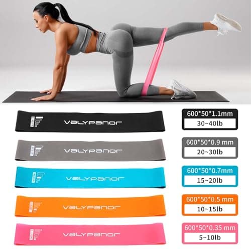 VALYPANOR Resistance Bands Exercise Loop Fitness Bands for Women Men,5 Different Levels Elastic Band for Home Gym Workout Yoga,Fitness,Stretching,Strength Training,Physical Therapy Free Carrying Bag — view 3