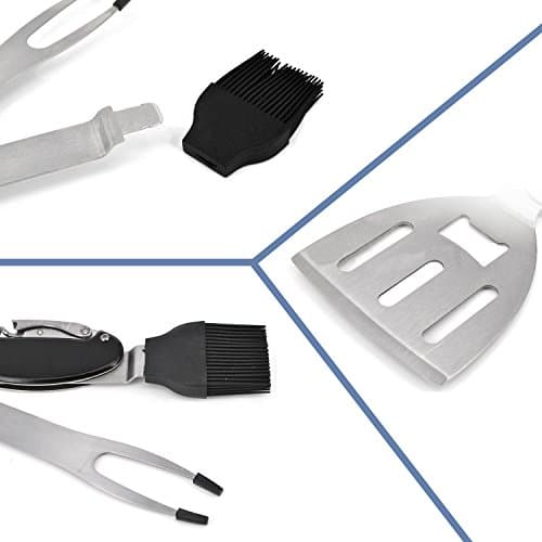 Barbecue tools, Lovebay 5-in-1 BBQ Grilling Multi utensils Stainless Steel Barbecue Grill Accessories Foldable and Detachable Tool Set Kit with Case Dishwasher Safe Best for Outdoor Grilling — view 6