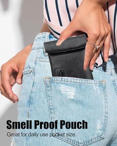 FIREDOG Smell Proof Bags, Carbon Lined Odor Proof Bag for Dog Tested 3"x6" Stash Travel Storage Pouch Pocket (Black) — view 3