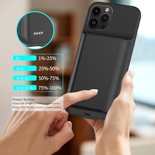 TAYUZH Battery Case compatible with iPhone 12 Pro Max, 13 Pro Max, 14 Pro Max, 14 Plus, 10000mAh Portable Rechargeable Charging Case, 6.7 Inch Black — view 5