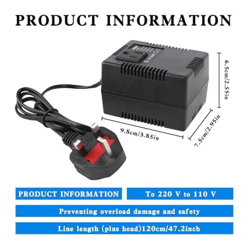 300W Step Down Transformer, 240/220 v to 120/110v (UK Plug) Voltage Converter, Travel Power Adapter for WIFI, POS Machine, Power Bank — view 2