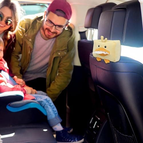 Xialuwy Car Tissue Box - Cute Duck Plush Tissue Organizer, Cute Paper Dispenser Paper Holder For Car Sun Visor Or Vehicle Backseat, Yellow — view 3