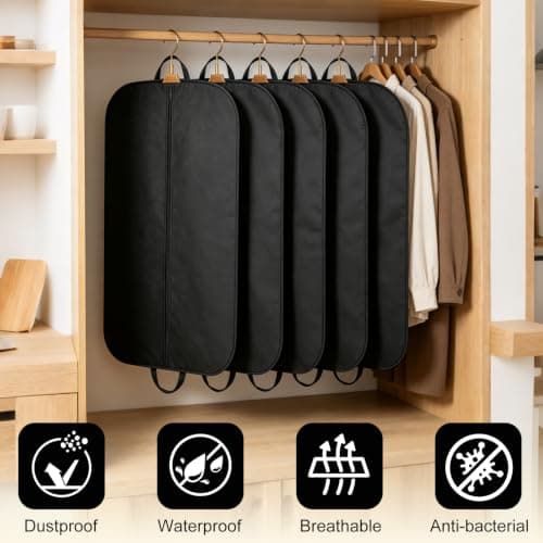 2 Pack Suit Bags, Suit Carriers for Men with Handles, 60x100CM, Black — view 2
