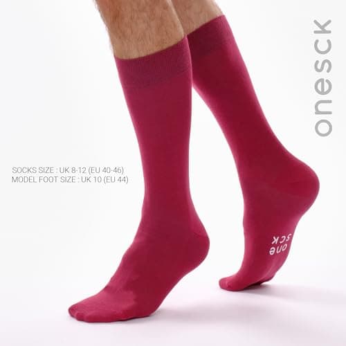 ONESCK Cotton Dress Socks for Women, Burgundy, 4-7 — view 4