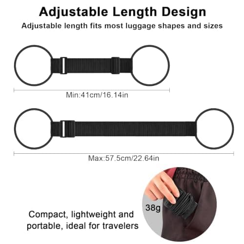 Luggage Connector Straps for Suitcases Adjustable Flexible Luggage Accessories Elastic Fastening Bag Strap Black — view 2