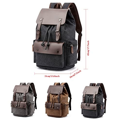 Vintage Canvas Backpack Casual Daypacks Travel Rucksack for Men Women Laptop Backpack College School Bag Outdoor Hiking Camping Coffee — view 4