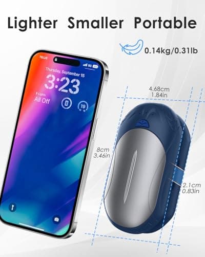 BOSONER Electric Hand Warmers Rechargeable: 2 Pack 6000mAh USB Hand Warmer Reusable - Portable Pocket Heater Electronic Handwarmers - Tech Gifts for Women Men Gadgets (Blue Silver, One Size) — view 5