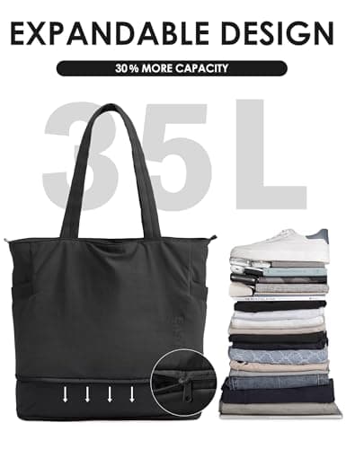 EASYSO Tote Bag for Women Expandable Nylon Shoulder Bags with Yoga Mat Strap for Travel Work School Gym — view 4