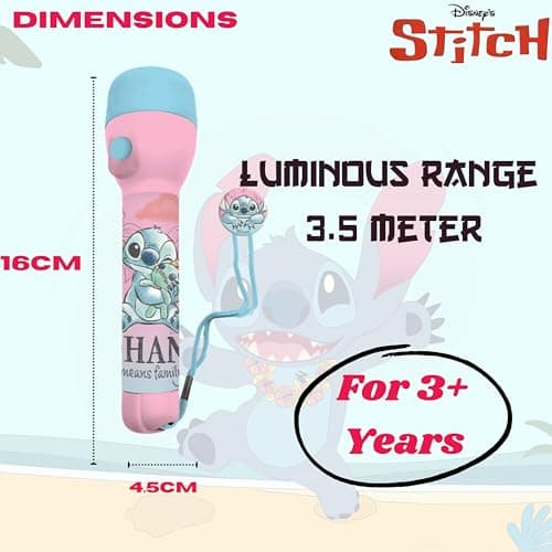SRV Hub LED Torch for Kids | Disney Stitch Flashlight with Wrist Strap | Cute Handheld Big Torch for Boys & Girls | Portable LED Light for Camping, School, Night Use | Stitch Gifts Age 3+ — view 2