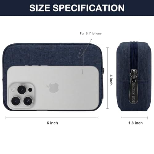 DOB SECHS Waterproof Canvas Mini Travel Makeup Carrying Case Wash Bags Cosmetic Bag Portable Electronics Accessories Organizer Wash Gym Shaving Bag, Blue — view 2