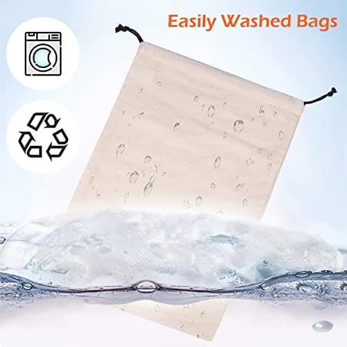 MISSLO Set of 3 Cotton Breathable Dust-Proof Drawstring Storage Pouch Multi-Functional Bag (Beige, Pack 3 S) — view 6
