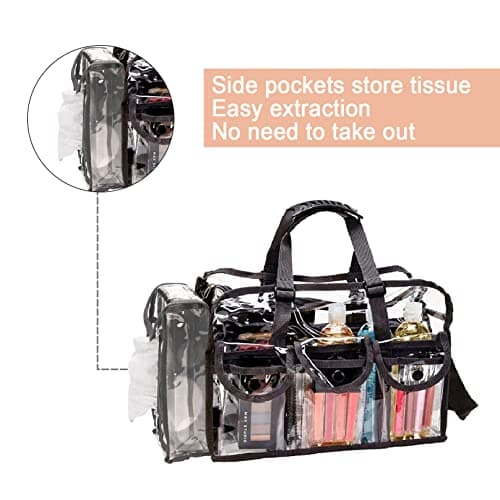 Enkrio Makeup Bag Clear Cosmetic Bag with 5 External Pockets,Waterproof and Transparent Toilery Bag with Shoulder Strap for Travel Beach — view 2