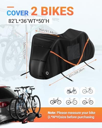 SUPAREE 2 Bikes Bicycle Cover Storage Outdoor Folding Bike Cover Waterproof Bike Covers for Transport 2 Bikes 420D Oxford Heavy Duty for Motorhome Car Hitch Travel Camping Transportation — view 3