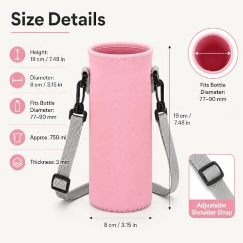 Trevixor 4Pcs Water Bottle Carrier with Shoulder Strap, Canvas Bottle Holder Bag, Portable Sleeve Pouch for Travel, Hiking, Gym and Outdoor Use — view 2