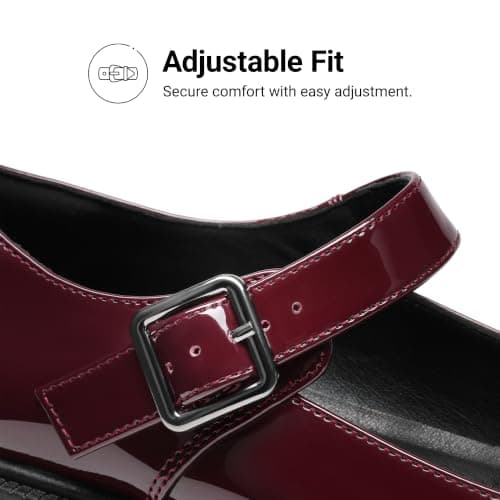 DREAM PAIRS Women's Chunky Mary Jane Flats,Burgundy,5.5 — view 5