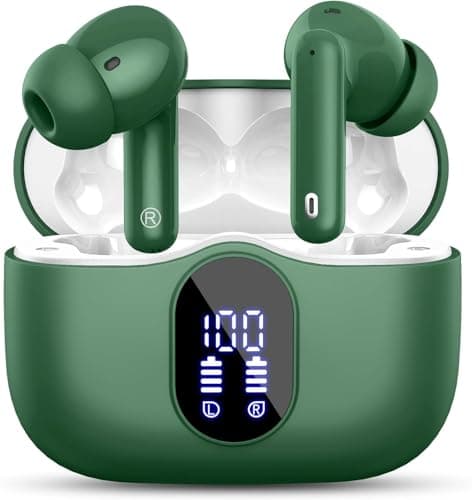 Wireless Earbuds, Bluetooth 5.4 Headphones In Ear with 4 ENC Noise Cancelling Mic, 2026 Bluetooth Earphones Mini HI-FI Stereo Sound, LED Display Wireless Headphones 36H Playtime IP7 Waterproof, Green — view 4