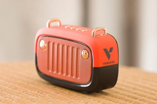 Vendoza Retro Bluetooth Speaker Portable Wireless Mini Speaker – 5W Compact Travel Speaker with 10-Hour Battery, Bluetooth 5.0, Stylish Vintage Design for Home, Picnics & Gifts – Orange — view 5