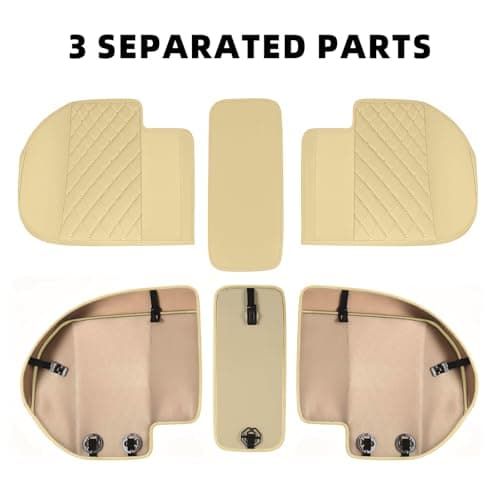 SanQing Luxury PU Leather Car Back Seat Covers Protectors Cushions for Back Seat Bottoms Compatible with 90% Vehicles (Sedan SUV Truck Mini Van) (BEIGE Backseat) — view 5
