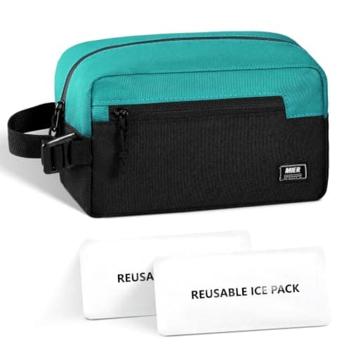 MIER Small Cool Bag for Kids with Detachable Ice Packs, Black/Blue, 3L