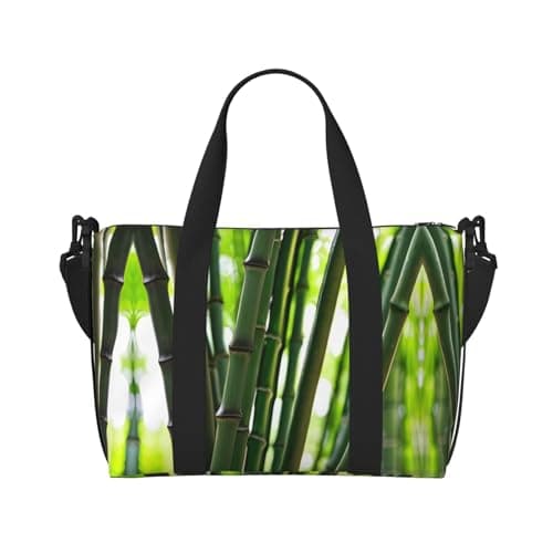 Spring Bamboo Duffel Bags for Traveling, Lightweight Personal Item Travel Bags for Women, Gym Bags for Men, Black, One Size — view 3