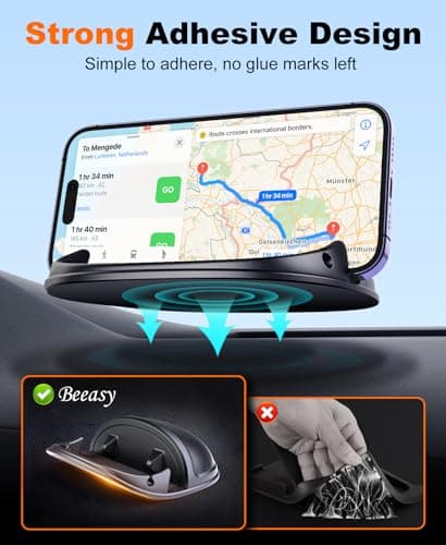 Beeasy Car Phone Holder Dashboard, Anti-Slip Silicone Phone Holder for Cars Universal, Dash Phone Mount for iPhone 17/16/15/14/13/12 Pro Max Samsung S26 S25 S24 S23 Ultra, Smartphones, GPS Devices — view 3