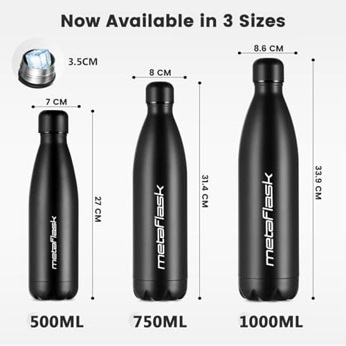 MetaFlask Water Bottle, Insulated Stainless Steel Water Bottle | 12 Hour Hot & 24 Hour Cold | Ideal for Gym, Yoga, Cycling | Leak-Proof (Midnight Navy, 500ml) — view 4