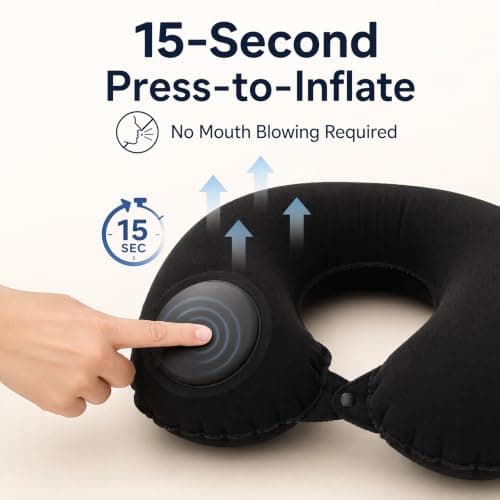 MOLICRAIN Inflatable Travel Pillow with Hand Pump, Neck Support for Flights — view 3
