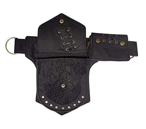 Larswon Renaissance Bag for Women - Festival Thigh Bag, Black, M — view 5