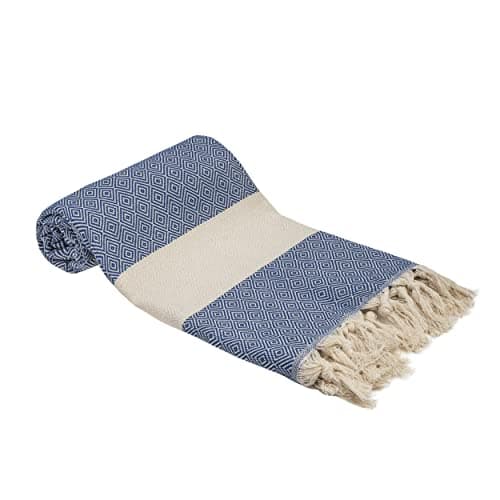Turkish Beach Towels - Beach Towels for Adults Extra Large 100x180cm - Turkish Hammam Peshtemal Towel - Super Absorbent, Quick Dry, Lightweight, Compact Towels for Travel Swimming Bath Gym (Blue, 1) — view 2