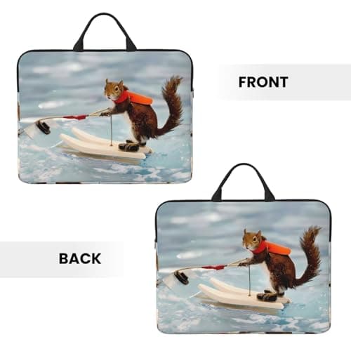 14in Laptop Case Sleeve Bag â€“ Water Skiing fox Squirrel Print Design with Handle & Zipper â€“ Ideal for Travel, Business Trip, Commuting — view 5