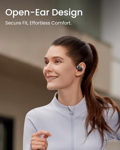 SHOKZ OpenFit Air Open-Ear Headphones, True Wireless Bluetooth Earphones with Mic, Fast Charging, 28h Playtime, IP54 Waterproof for Workout - Black — view 2