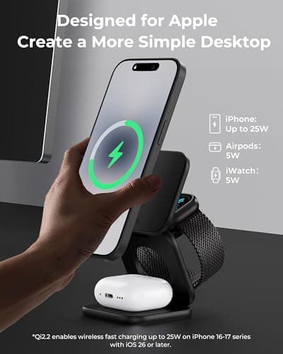 KU XIU X40 Turbo 3-in-1 Magnetic Wireless Charging Station Qi2.2 25W Fast — view 3