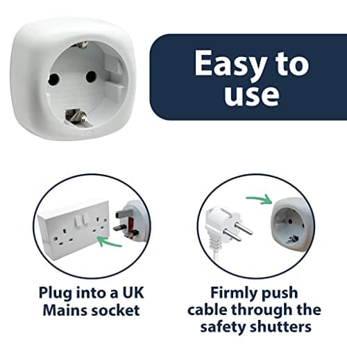 Pipestation European to UK Plug Adaptor - Compact & Lightweight EU to UK Plug Adapter - Type C, E and F (Round Pin) Power Cables EU Plug Adapter to UK - Europe to UK Plug Adaptor Type G — view 6