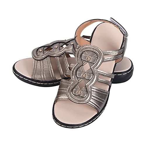 RLEHJN Orthopedic Sandals Women Comfortable Open Toe Walking Sandals Breathable Easy Fasten Wedge Sports Roman Sandal Faux Leather Slingback Summer Outdoor Beach Shoes for Hiking Trekking Size 3-7.5 — view 5