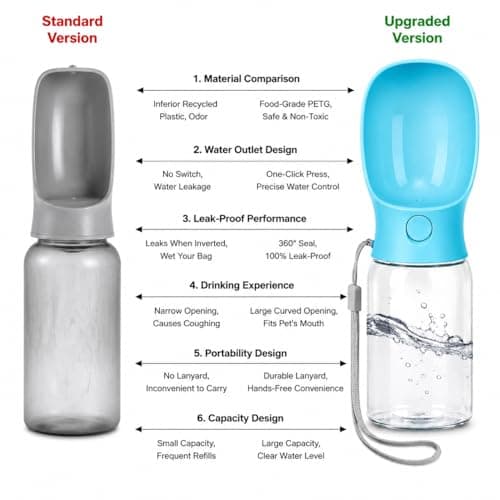 Dog Water Bottle, 350ml Spring Green Leak Proof Portable Dog Travel Water Bottle, 2-in-1 Dispenser & Dog Bowl, for Walking Hiking Camping, Food Grade Puppy Water Fountain for Outdoor Pets — view 6