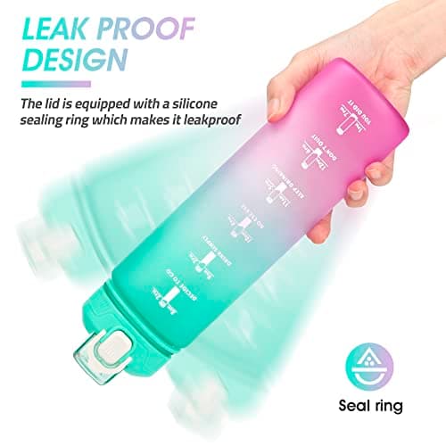 YC Kitchen Water Bottle with Time Marker - 1L Water Bottles with Straw, air up water bottle Leakproof & BPA Free Sports Water Bottle with Carry Strap for Fitness,Gym,and Outdoor Sports — view 4