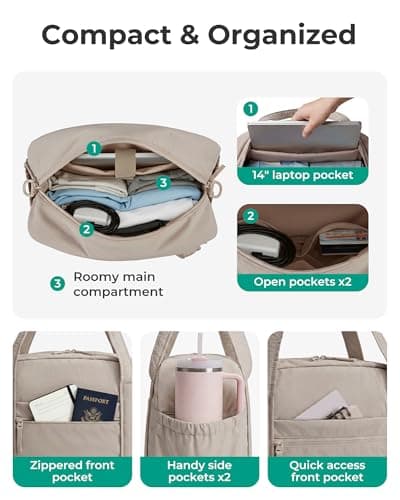 BAGSMART Gym Bag Women, 24L Weekend Bags Duffel with Toiletry Bag, Brown — view 4