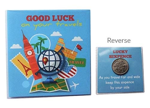 Good Luck on Your Travels Holiday Lucky Sixpence Charm Backpacking Student Gap Year Gift — view 3
