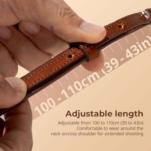 SMALLRIG Universal Leather Camera Shoulder Strap for DSLR Camera, Adjustable 100 to 110cm (39 to 43in), Max Load 10kg (22lb), Ergonomic Shoulder Support for Travel/Vlogging (Brown) - 5209 — view 3