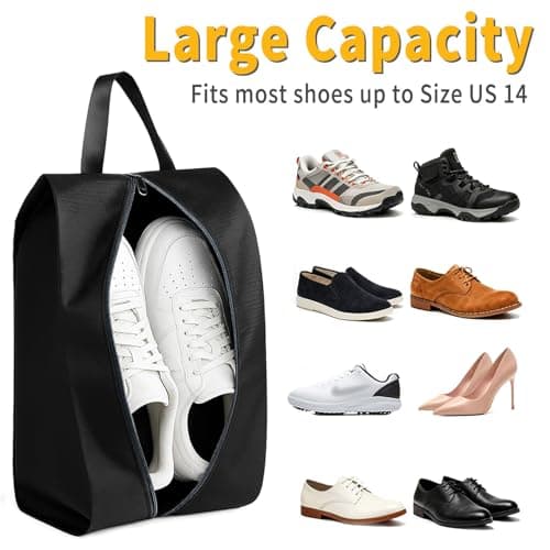 Travel Shoe Bags 2 Pack – Water-Resistant Zipper Pouches with Handle, Lightweight Storage Organisers for Packing and Home Closet — view 5