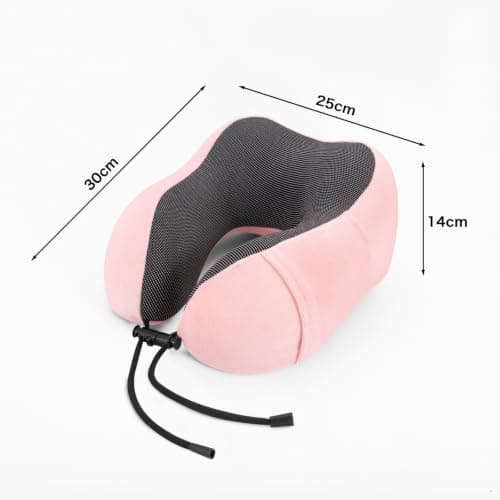 WENGX Travel Pillow Neck Pillow Memory Foam Soft Comfort and Support Travel Flight Neck Pillows,U-shaped Pillow for Sleeping with Storage Bag for Airplane Car Office Home,etc (Pink) — view 5